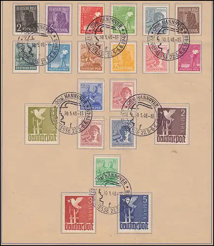 942-962 Kontrollrat II, Satz auf Stempelblatt mit SSt HANNOVER MESSE 30.5.48