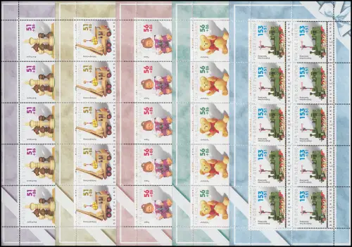 2260-2264 Jugend 2002 Kinderspielzeug - 10er-Bogen-Satz ** postfrisch