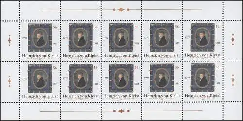 2283 Sticker Heinrich von Kleist - Bogen 10 ** post-fraîchissement