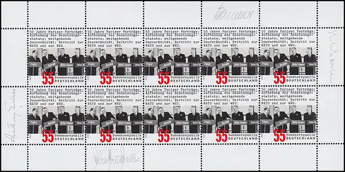 2459 Jubiläum 50 Jahre Pariser Verträge - 10er-Bogen ** postfrisch