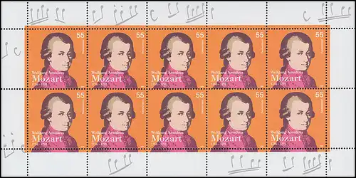 2512 Wolfgang Amadeus Mozart - Bogen 10 ** frais de port