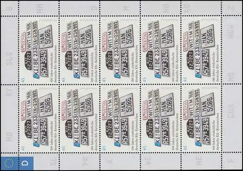 2551 Marque d'immatriculation allemande uniforme - Bogen 10 ** frais de port