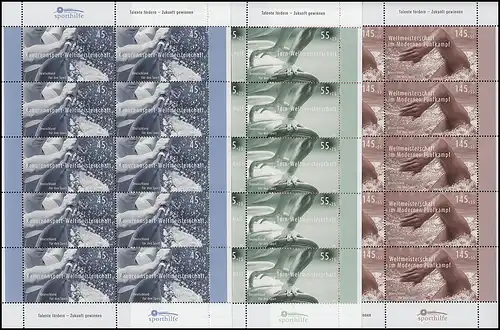 2585-2587 Sporthilfe 2007 Kanu Turnen Moderner Fünfkampf - 10er-Bogen-Satz **