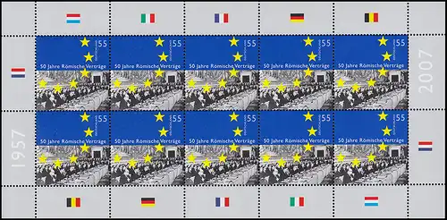 2593 Jubilé 50 ans du Traité de Rome - Bogen 10 ** post-fraîchissement