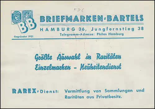 103-105 Hannover Messe, Satz auf FDC-Messekarte ESSt HANNOVER 22.4.1949