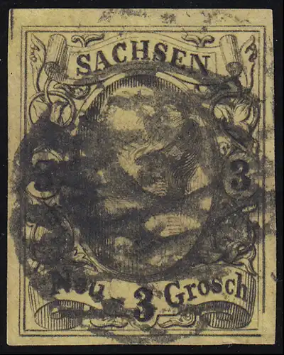 Sachsen 11 F2 König Johann I. mit PLF gebr. Rand rechts unten, signiert KASTAUN