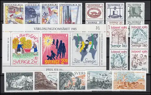 1316-1368 Schweden-Jahrgang 1985 mit Block 13 komplett, postfrisch **