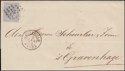 19 König Wilhelm 5 Cent EF Brief Nummer 5 AMSTERDAM 9.1.1873 nach s'Gravenhage