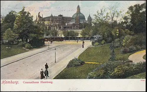 Flaggenstempel D.R. HAMBURG 16.5.1906 auf AK Konzerthaus, nach Grand / Belgien