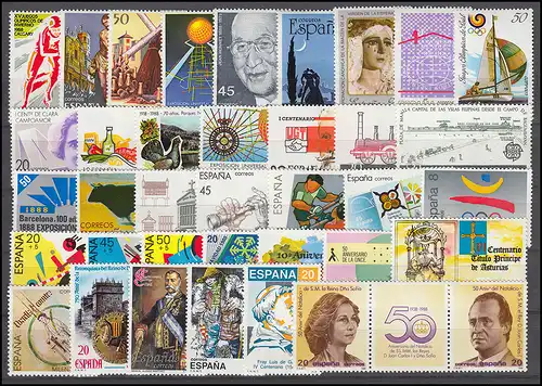 2810-2866 Espagne 1988 avec bloc 32-33 complet, frais de port **