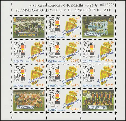 3641 Tournoi de football Copa del Rey - Arc de minuscule ** post-fraîchissement / MNH
