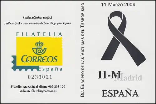 Spanien Markenheftchen 0-16 Tag der Opfer des Terrorismus, ** / MNH