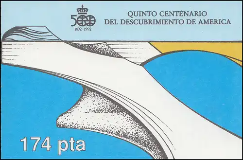 Espagne, cahier des marques 6, découverte de l'Amérique 1988, ** post-fraude / MNH