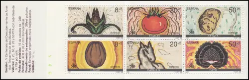 Spanien Markenheftchen 7 Entdeckung von Amerika 1989, ** postfrisch / MNH