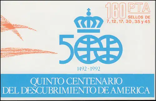 Espagne, cahiers de marques 2, découverte de l'Amérique, 1986 ** post-fraîchissement / MNH