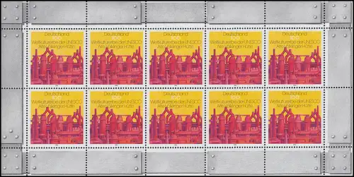 1875 Alte Völklinger Hütte - 10er-Bogen mit Doppel-PLF Felder 2+9, **