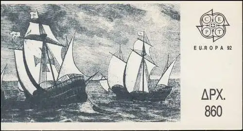 Griechenland Markenheftchen 15 Europa 1992, postfrisch ** / MNH