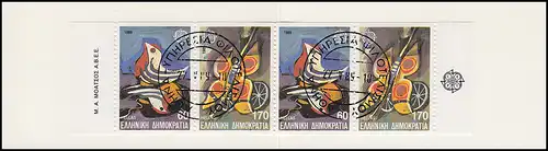 Griechenland Markenheftchen 12 Europa 1989, Ersttagsstempel ATHEN 22.5.89