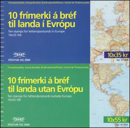 Island Markenheftchen 800-801 Europa, MH-Paar ** postfrisch