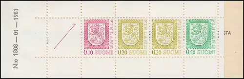 Finlande Carnets de marques 10I Armoiries d'État 1978, ** frais de port