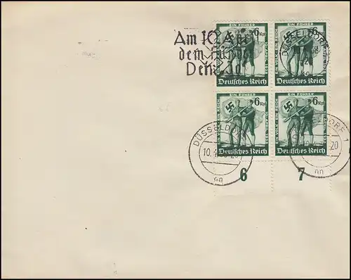 662 référendum sous-rand-Quatrierblock, lettre blanche DÜSSELDORF 10.4.38