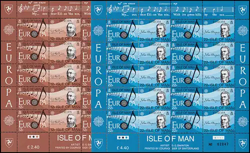 Isle of Man 278-281 Europa Europäisches Jahr der Musik, Kleinbogen-Satz **