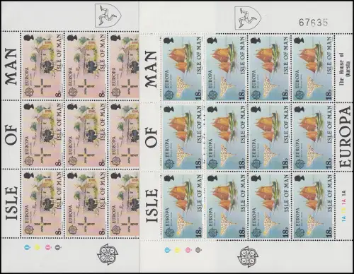 Isle of Man 187-188 Europa Folklore (3x4 Marken Buchstabe A), Kleinbogen-Satz **