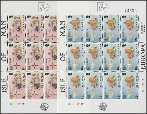 Isle of Man 187-188 Europa Folklore (3x4 Marken Buchstabe B), Kleinbogen-Satz **