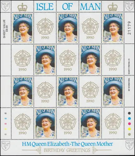 Isle of Man 437 Anniversaire de la reine mère Elisabeth, petit arc **