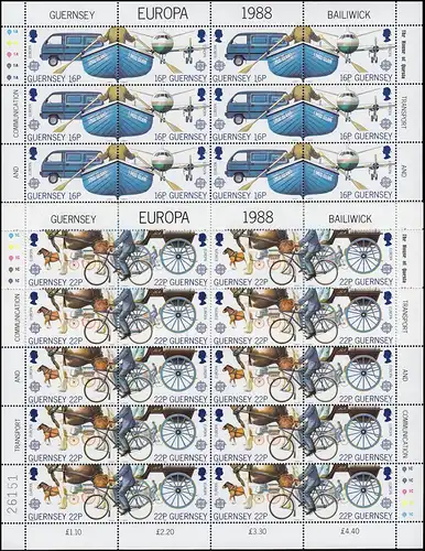 Guernesey 417-420 Europe Transports et communications, petit jeu de feuilles **