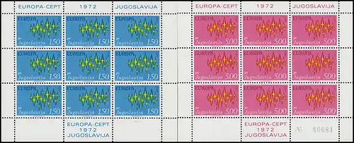 Jugoslawien 1457-1458 Europa Sterne, Kleinbogen-Satz ** postfrisch