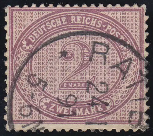37a Innendienst 2 Mark - Farbe a, RATIBOR 24.11.1891, geprüft WIEGAND BPP