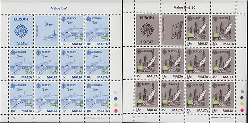 Malta 794-795 Europa Transport- und Kommunikationsmittel, Kleinbogen-Satz **