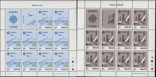 Malte 794-795 Europe moyens de transport et de communication, petit jeu de feuilles **