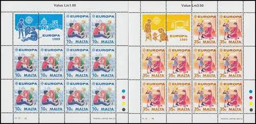 Malta 816-817 Europa Kinderspiele / Kinderspielzeug, Kleinbogen-Satz **