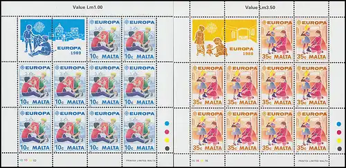 Malta 816-817 Europa Kinderspiele / Kinderspielzeug, Kleinbogen-Satz **