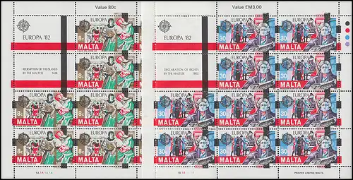 Malta 661-662 Europa Historische Ereignisse, Kleinbogen-Satz **