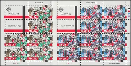 Malte 661-662 Europe Événements historiques, petit jeu de feuilles **