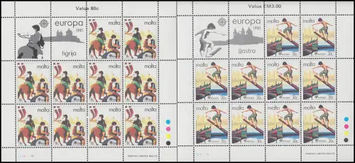 Malte 628-629 Europa Folklore, petit jeu d'arc **