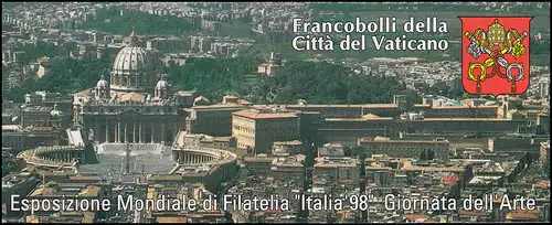 Bulletins de la marque Vatican 0-7 Exposition des timbres ITALIA Milan 1998, **