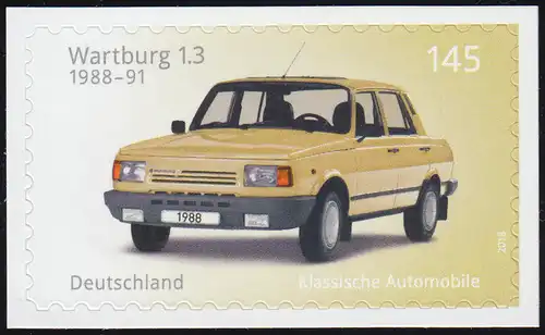 3378 Automobile - Wartburg 1.3., selbstklebend auf neutraler Folie, **