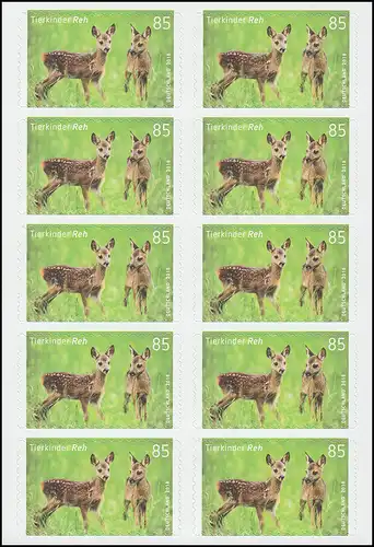 FB 75 Enfants d'animaux Reh / Rechkitz, feuille de 10x3377, **