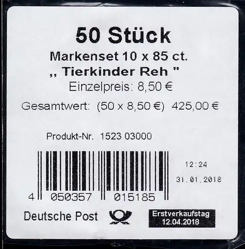 FB 75 Enfants d'animaux Reh / Rechkitz, feuille feuille-BANDEROLE