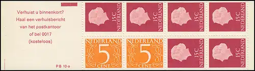Carnets de marque 10x Juliane et chiffre 1971, PB 10-a, rose, blanc, 8 mm, **