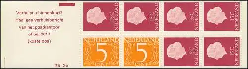 Carnets de marque 10x Juliane et chiffre 1971, PB 10-a, rose, mat, 8 mm, **