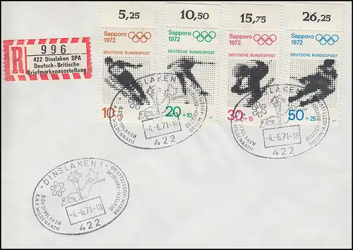 680-683 Olympia, Centre R spécial Exposition de timbres SSt DISNLAKEN 4.6.71