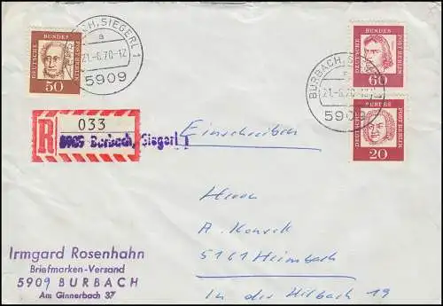 204+208+209 Bedeutende Deutsche MiF Not-R-Zettel BURBACH / SIEGERL. 21.6.70