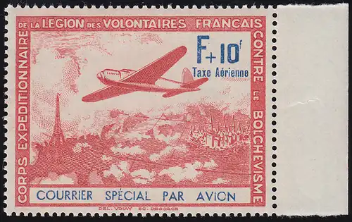 Frankreich III/IV Flugzeug über Frankreich - PLF IV verkürztes N, ** postfrisch