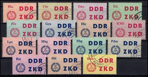 1-15 Dienst (C) Volkspolizei - Satz 15 Werte komplett, Stempel UNGÜLTIG