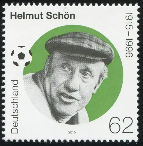 3174I Helmut Schön mit PLF I schwarzes Fragezeichen über ö in Schön, Feld 7 **